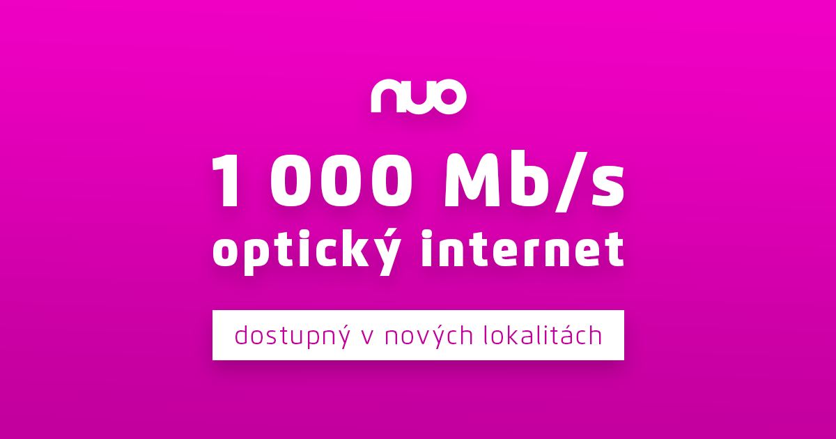 1000 Mb/s NUO internet dostupný v nových lokalitách